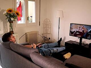 she caught her friend watching porn and fucked him hard