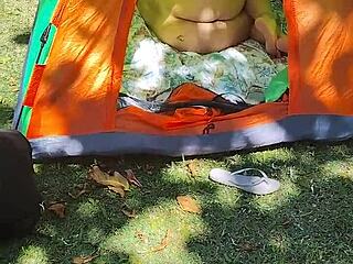 that redhead gets naughty solo on pinho beach