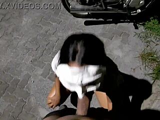 brunette street pro bends for black cock anal creampie in voyeur amateur action