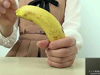 japanese hand crush fetish babe smashes banana softcore style