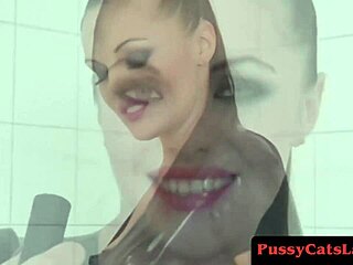 femdom babes turn subs into cum-eating ass fuck toys in latex threesome