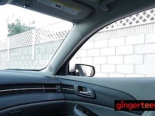 petite ginger teen's shaved tits and cock craving pussy close