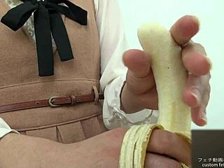 japanese hand crush fetish babe smashes banana softcore style