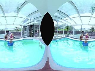 foursome pool orgy blonde big tits licked fucked anal assfucking cunilingus