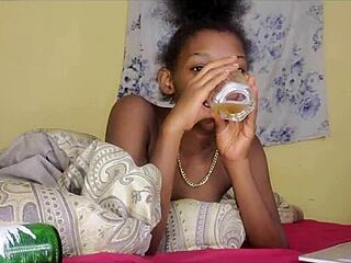 Skinny Tattooed African Girl Teases Squirting Solo