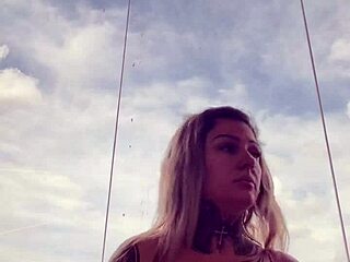 tattooed gym babe's see-through top bares hard nipples from pure arousal