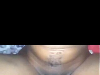 African babe rides big black cock bareback cowgirl to creampie in homemade interracial fuck.