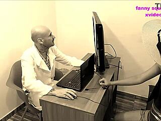 bound office cleaner sucks boss doctor cock hidden during exam