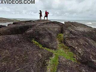 ninfeta carioca sneaks off-road fuck with couple no condom we got caught but kept banging hard