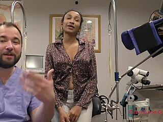 damn tampa university girl's backstage physical with miss mars spreading her big ass and tits