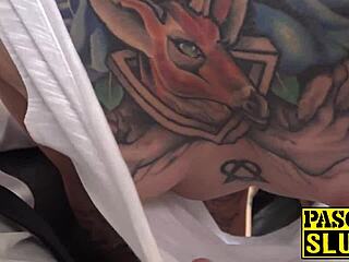 cute nayomi sharp bound in bdsm takes old man pascals deepthroat domination cum in mouth