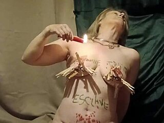 omg esclave f's wild self-session clamps candles dripping wax insults everywhere 🔥💦😈!!