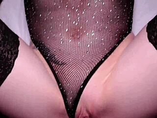 oh yeah strap-on slamming that redhead's tight pussy while she moans in stockings