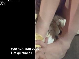 my stepdaughter in lingerie on the sofa makes me lick her wet pussy outdoors