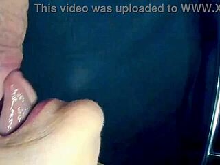 stepmom's sensual blowjob 😍 cum in mouth closeup 💦 yummy!