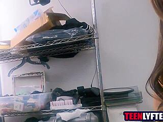 blonde teen shoplifter drops to knees deepthroats then fucks mall cop hard