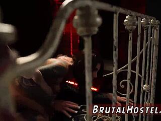 that girl straps on and fucks her bound man slave then blonde teen gets dominated and punished in the garage