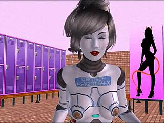 Sexy 3D robot girl poses hot then rides dick reverse cowgirl 😈🤖