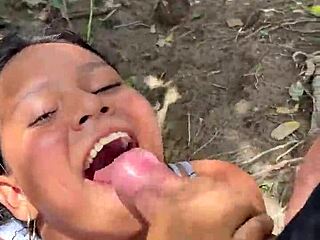 cute latina housewife blows dorm buddy outside caught by torbe