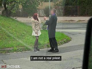 latvian redhead eva ray endures rough chastity sex after public pickup