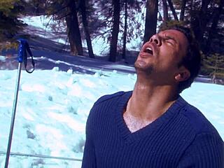 BRUNETTE MILF EVE LAWRENCE RIDES BIG COCK DOGGYSTYLE IN SNOWY OUTDOOR FUCK!