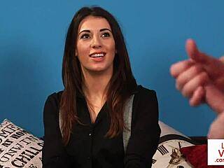 british cfnm brunette in skirt stockings humiliates guy with upskirt voyeur jerk off instructions from sofa