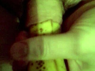 retro blue films close-up banana masturbation play with juicy food action