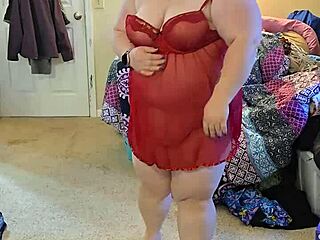😍 Bbw brunette strips lingerie slow, huge natural tits bounce! 🔥