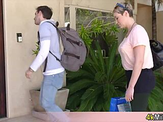 stepmom suggests ffm threesome with teen during holiday weekend at her house pov taboo blowjob pussy play