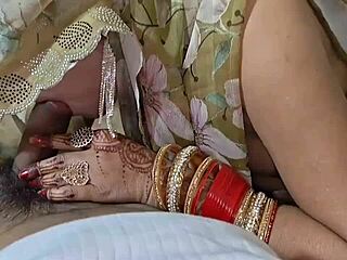 Indian village housewife sneaks into father-in-law's bedroom for dirty hindi audio doggystyle pounding.