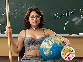 Torcelini'S Halloween Witch Teacher Teases with Broomstick Ride and Tight Pussy Reveal