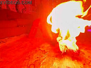 Vampire redhead babe with pierced nipples dances her huge fake tits wildly