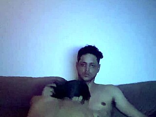 Sucking hard with tight ass plug teasing