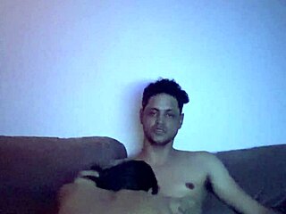 Sucking hard with tight ass plug teasing