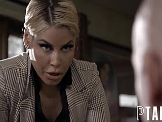 school principal Bridgette B tricks teacher into sex trap with student Brooklyn Gray's big tits.