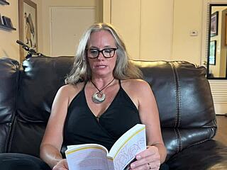 nina nite's steamy reading session teases her fitness curves and big natural tits