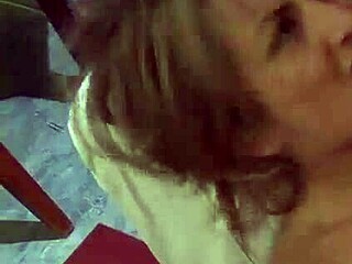 hot pussy babe drops to knees ball-sucking monster cock while stroking hard