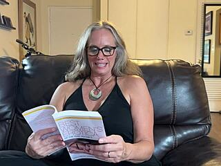 nina nite's steamy reading session teases her fitness curves and big natural tits