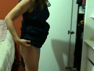 Stepmom returns from party horny, strips to finger her wet pussy