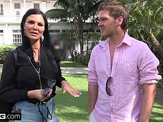 Jasmine Jae's big tits and pierced clit exposed on beach, does she fuck publicly with monster cocks?