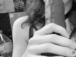 Watch me slobber on this huge BBC dildo deepthroat closeup sloppy sucking foreplay