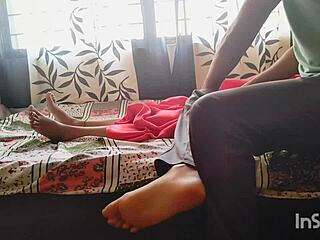 Desi bhabhi seduces servant's hard dick into her wet pussy in red saree