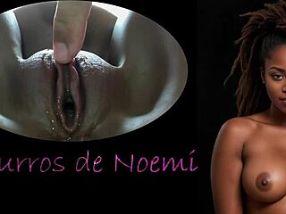 noemi's whispers got me stroking my cock to her shaved ebony pussy massage orgasm