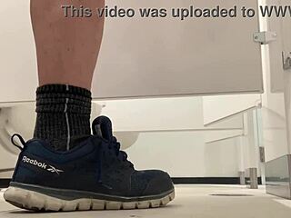 Sissy Flashes Dildo in Public Toilet. Outdoor Toy Exhibitionist Extreme