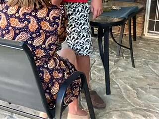 stepmom mutual masturbation outdoors ends in hot creampie