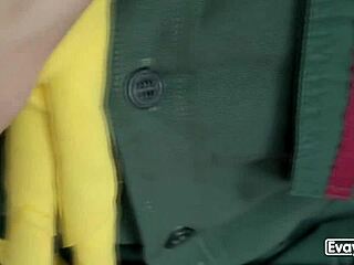 Thai student slut sucks monster cock shoe fucks to cumshot