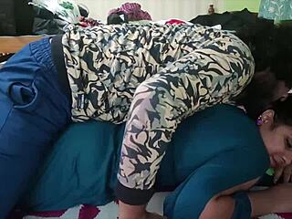 Desi housewife moans loud as hubby rams her fat ass with monster cock in bed.