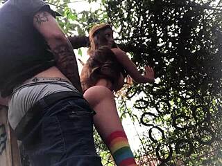 Redhead Sex Toy Backyard Outdoor Teasing Session