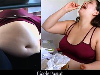Chubby latina piggy teases her fat belly ass while gaining weight studying