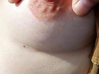 perky nipples poke through thin fabric on braless babe